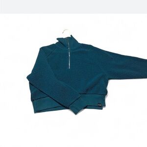 PINK Victoria’s Secret Teal Half-Zip Cozy Sherpa Pullover Women’s Size L